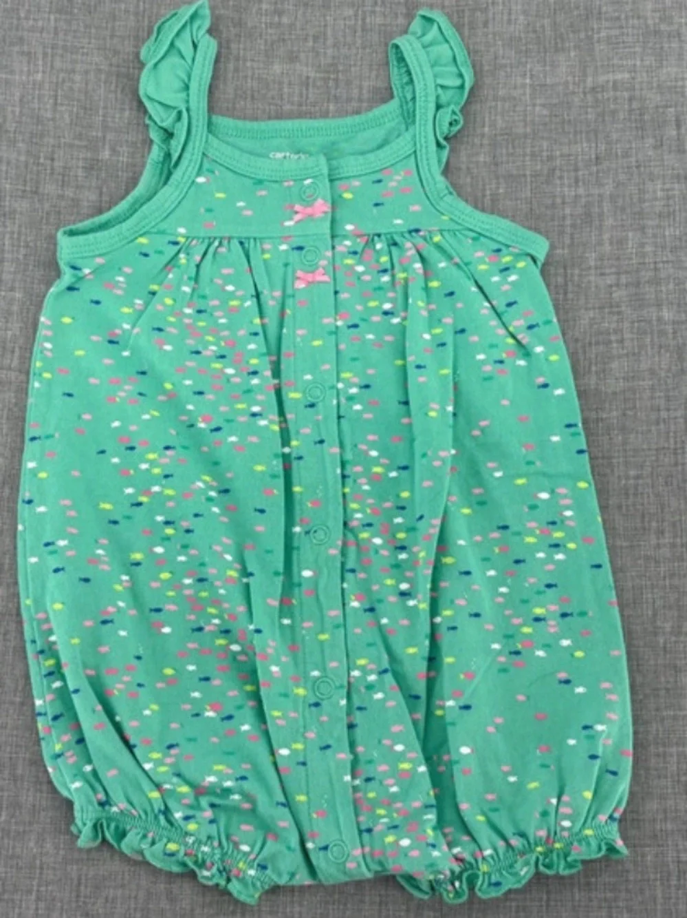 Carter’s Baby Girl 9M Sleeveless Romper With Colorful Fish Print